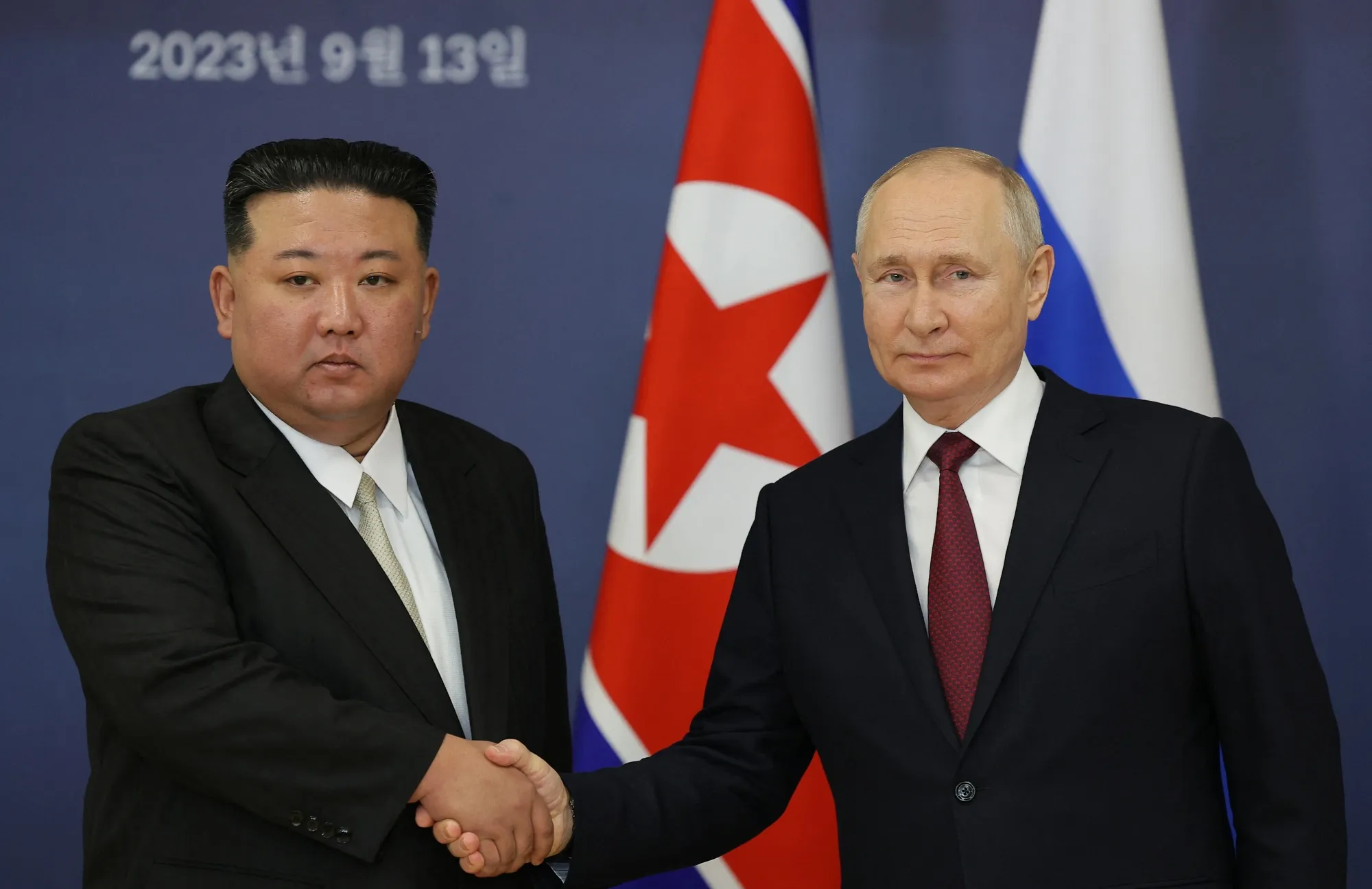 Kim Jong Un and Vladimir Putin in September.&nbsp;