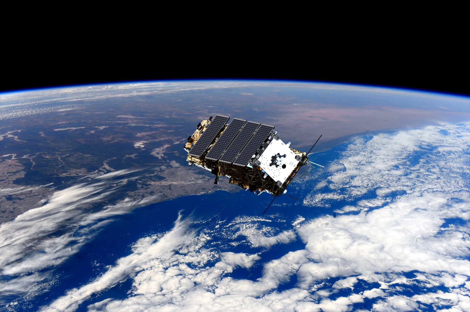 Computer generated image of NovaSAR-1 in orbit over Australia.