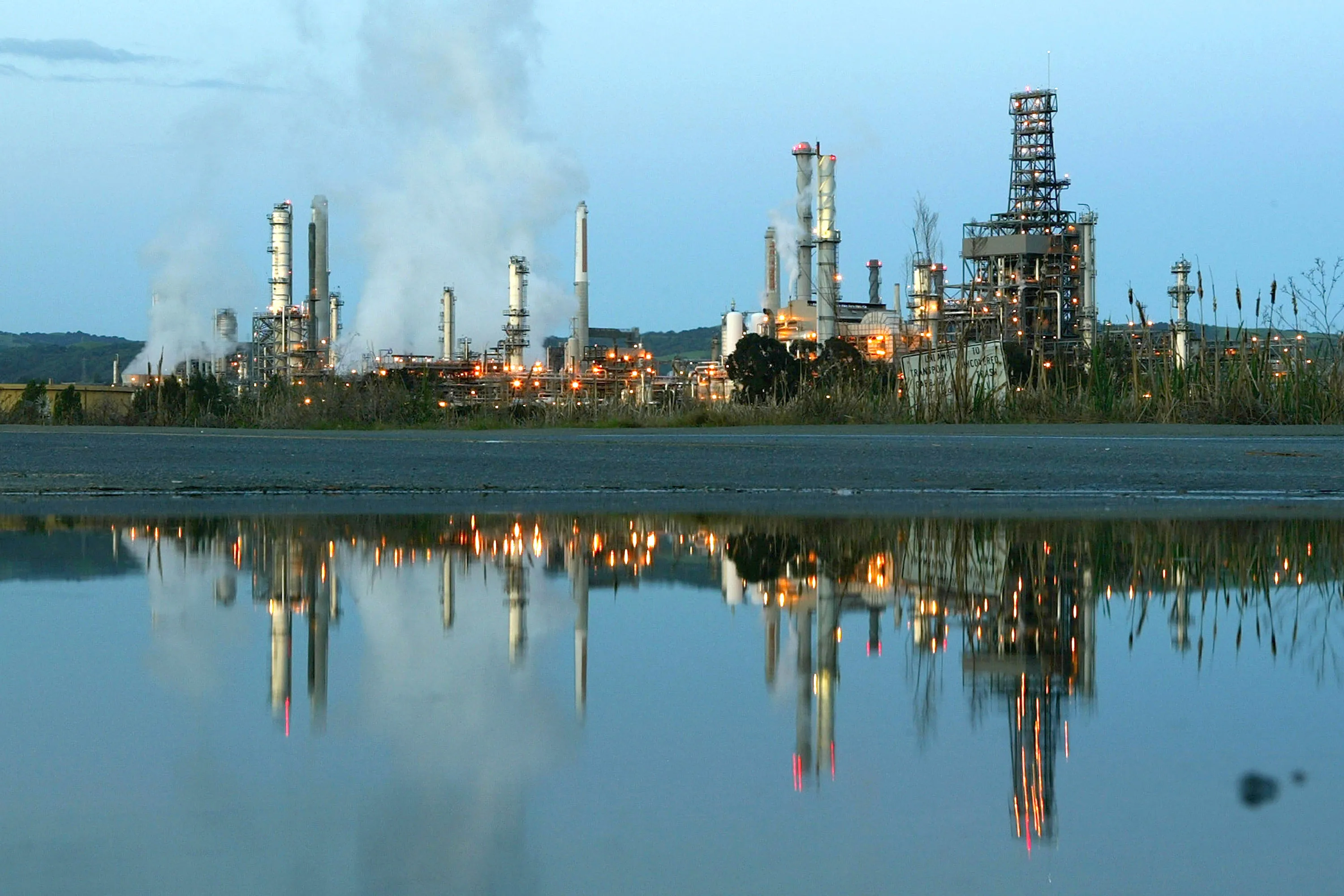 Smoke drifts from an oil refinery in Martinez, California.