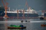 A Qatari liquefied natural gas tanker under construction in Geoje, South Korea.