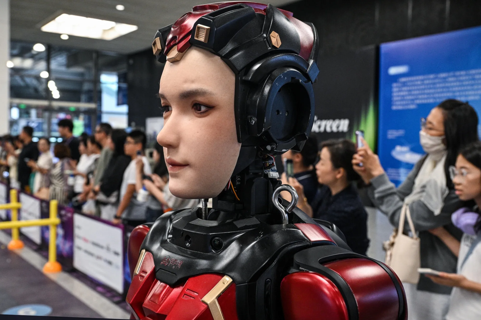 A humanoid robot by Digit is seen during the World Artificial Intelligence Conference at the Shanghai World Expo and Convention Center on July 29.