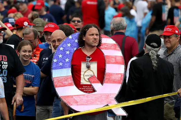 Q is for QAnon, a conspiracy theory movement.
