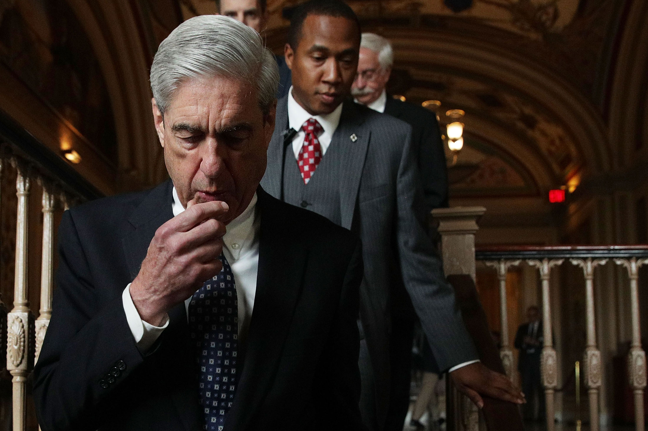 Mueller arriving at the Capitol for closed meetings in June.