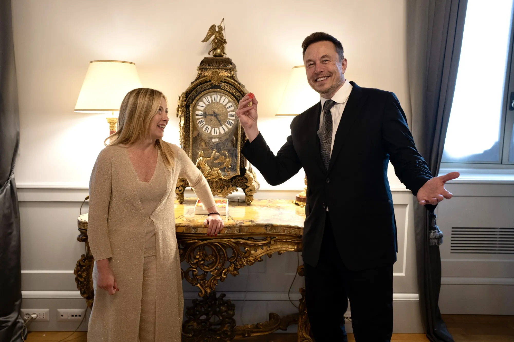 Giorgia Meloni and Elon Musk in Rome, Italy, on June 15.