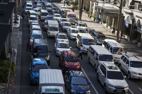 Traffic jam during rush hour in Manila.