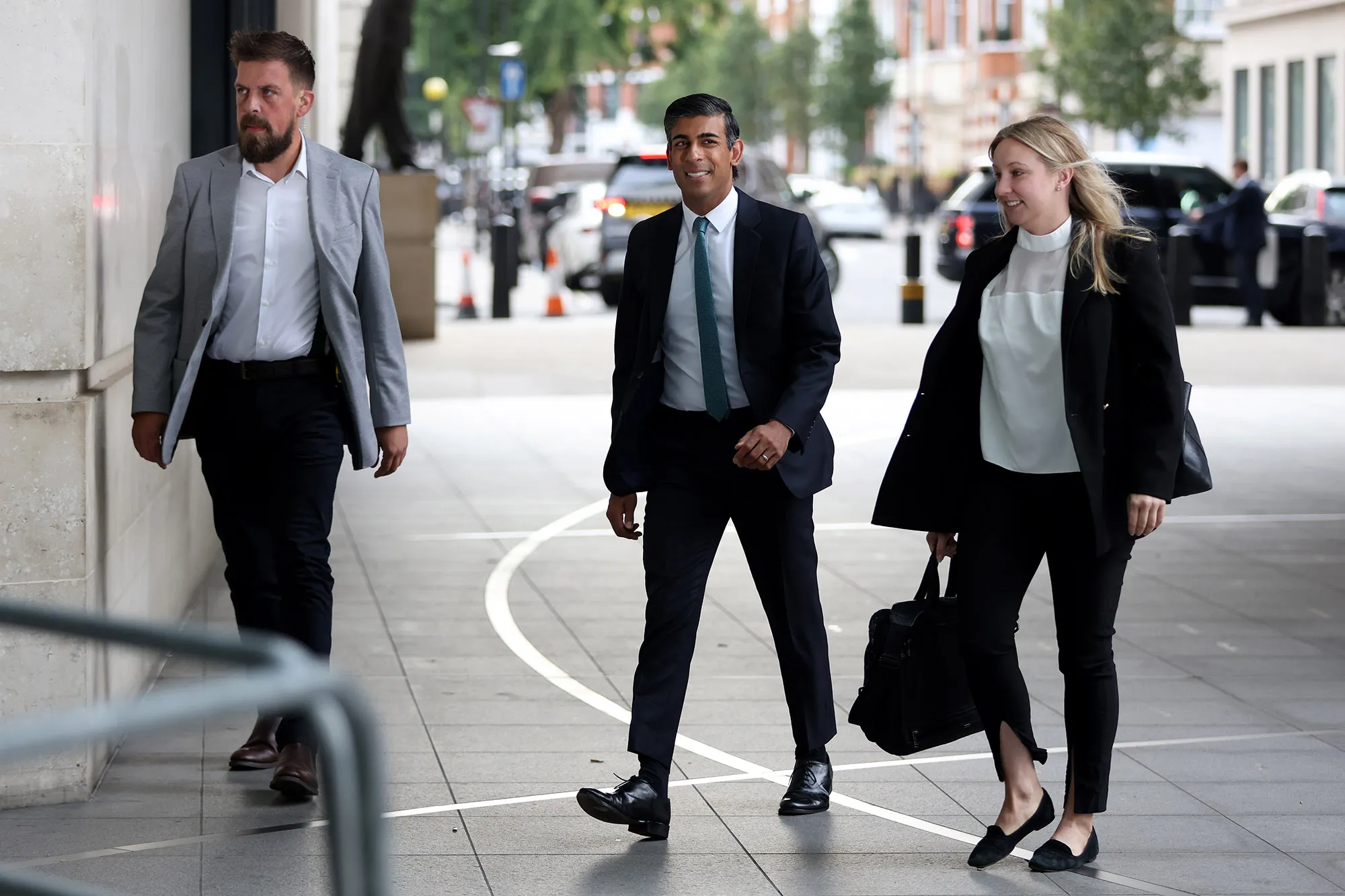 Rishi Sunak arrives for "Sunday with Laura Kuenssberg" on Sept.&nbsp;4.