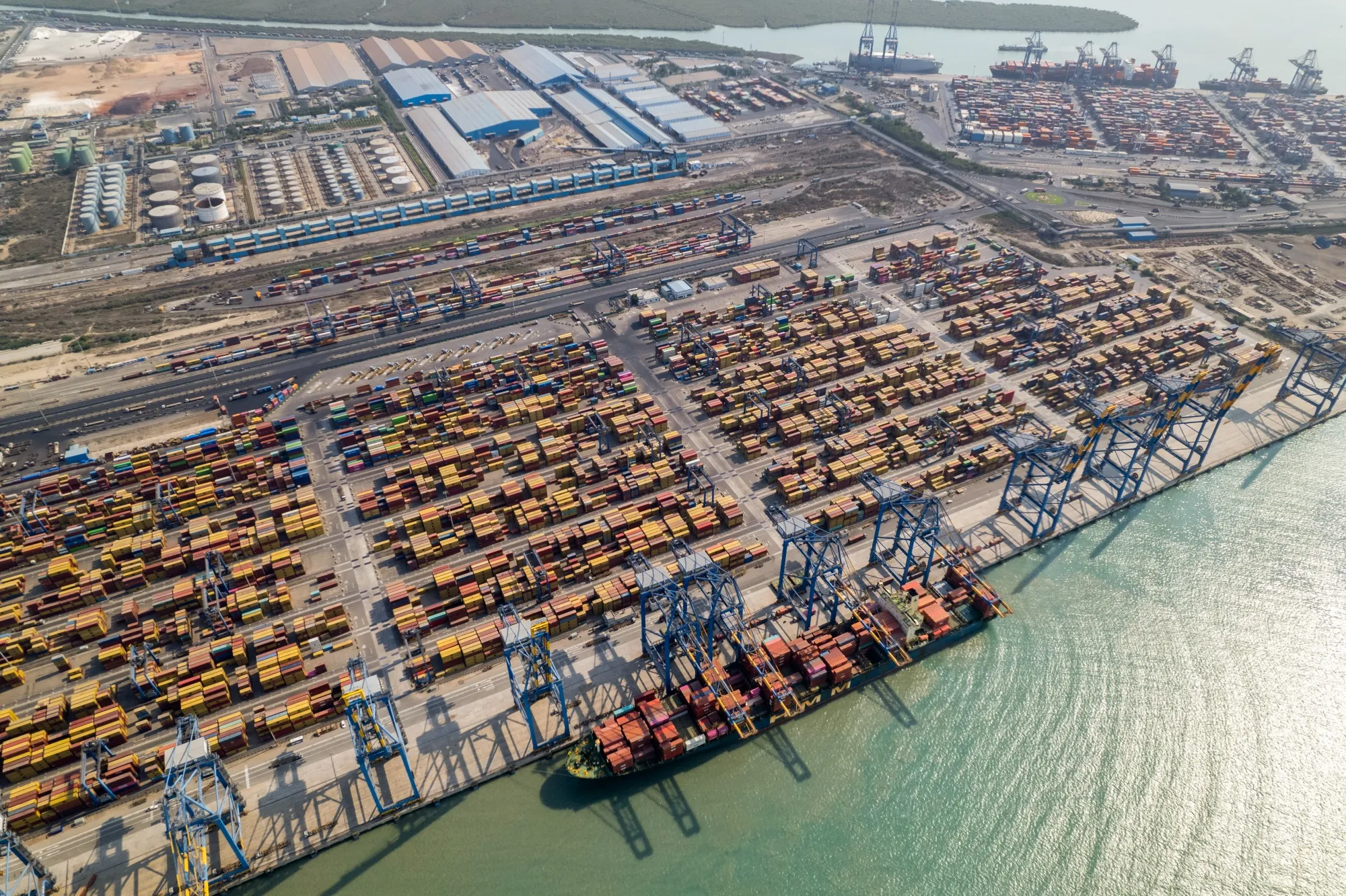 The Mundra Port of Adani Ports and Special Economic Zone Ltd. in Mundra, Gujarat, India.