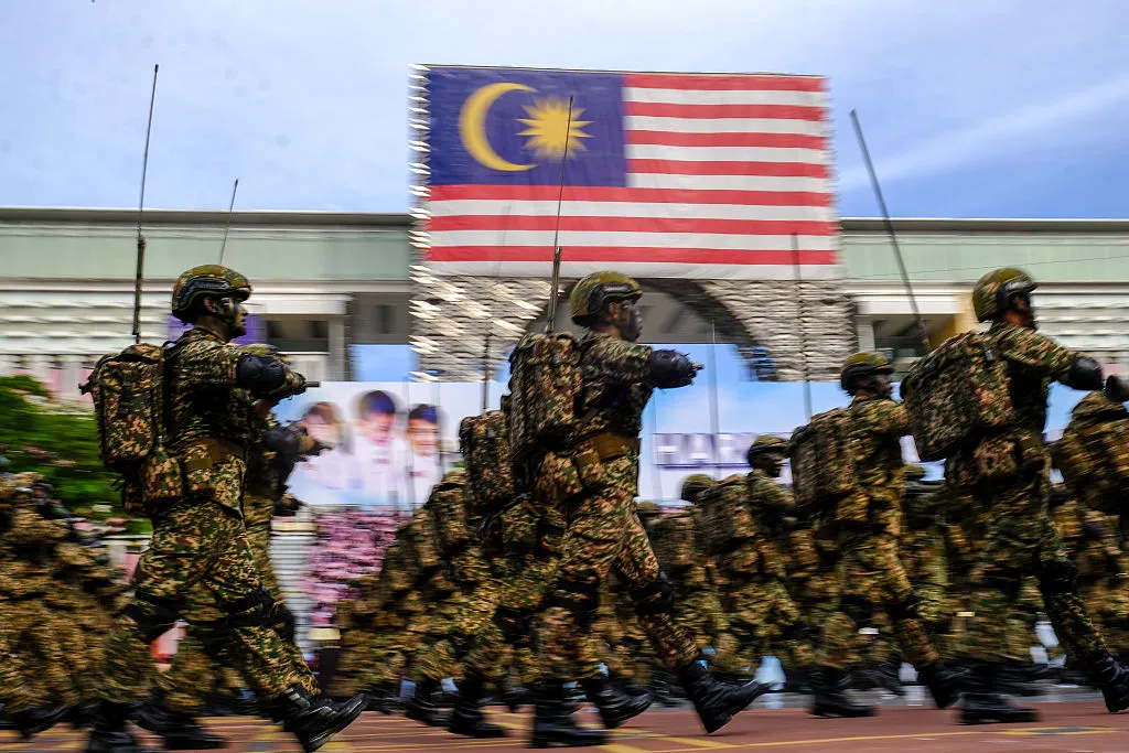 Malaysia Army infantry soldiers during Malaysia's 68th National Day parade,&nbsp;in Putrajaya, Kuala Lumpur.&nbsp;