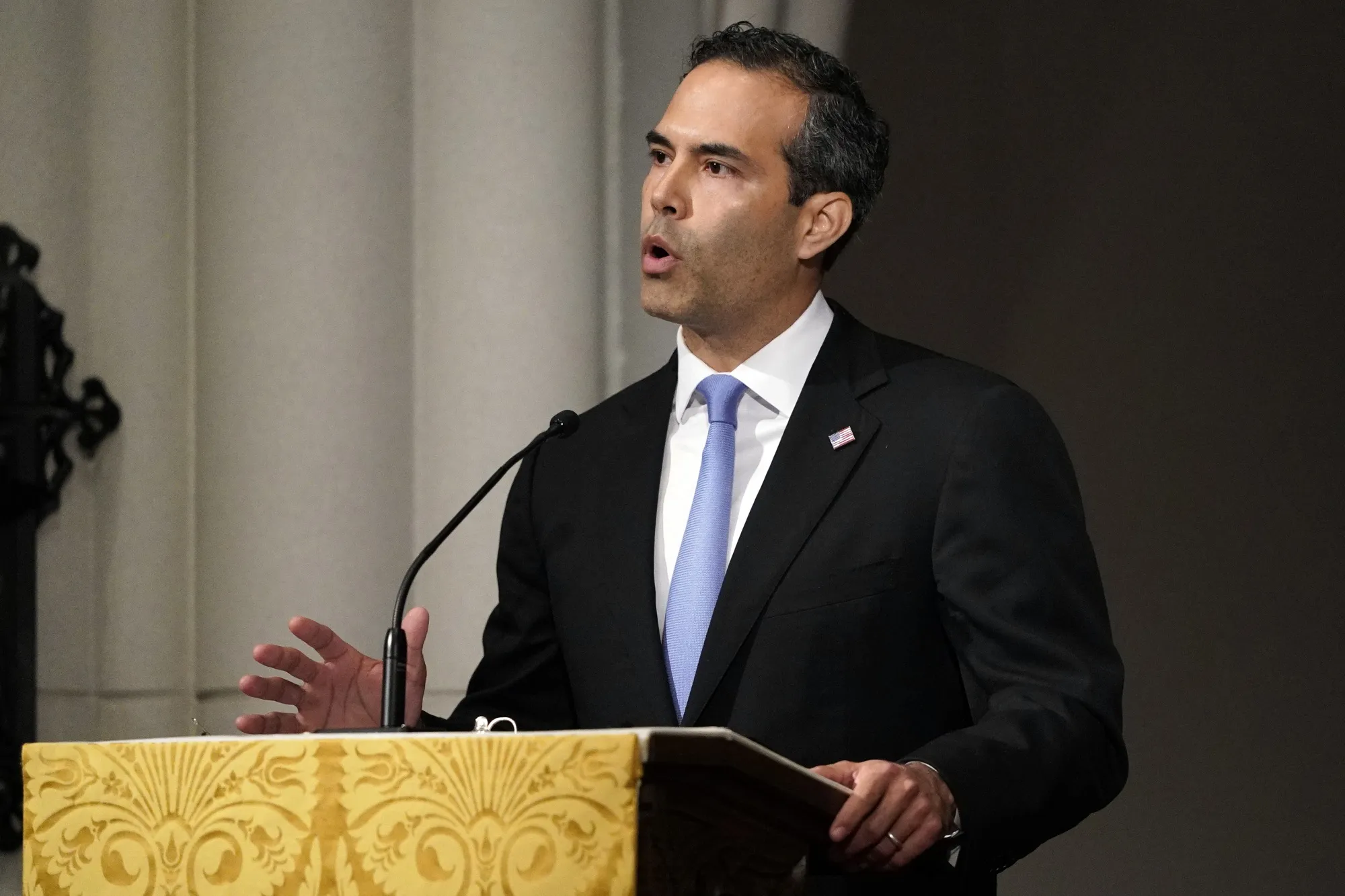 George P. Bush, son of former Florida Governor Jeb Bush, speaks during a funeral service for former U.S. President George H.W. Bush in Houston on Dec. 6, 2018.&nbsp;