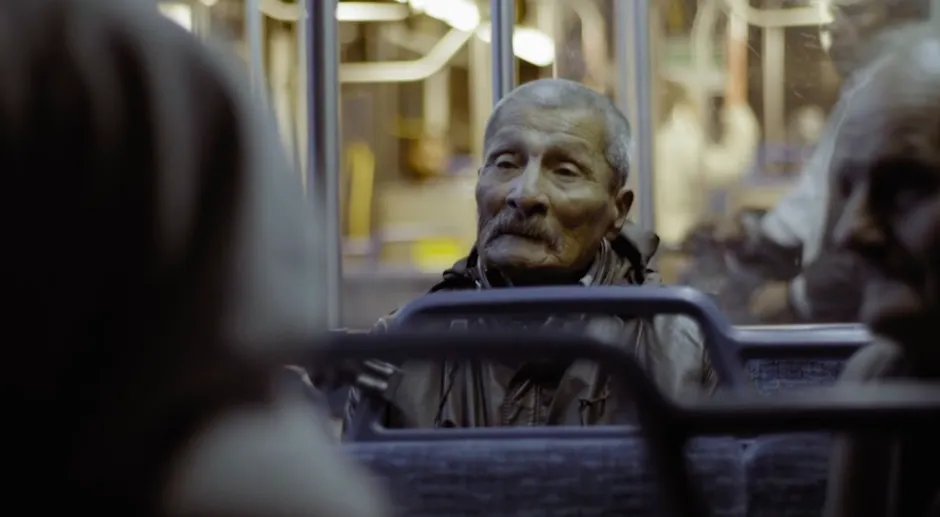 A homeless passenger on the 22 bus in Silicon Valley, the subject of Elizabeth Lo's short film "Hotel 22."