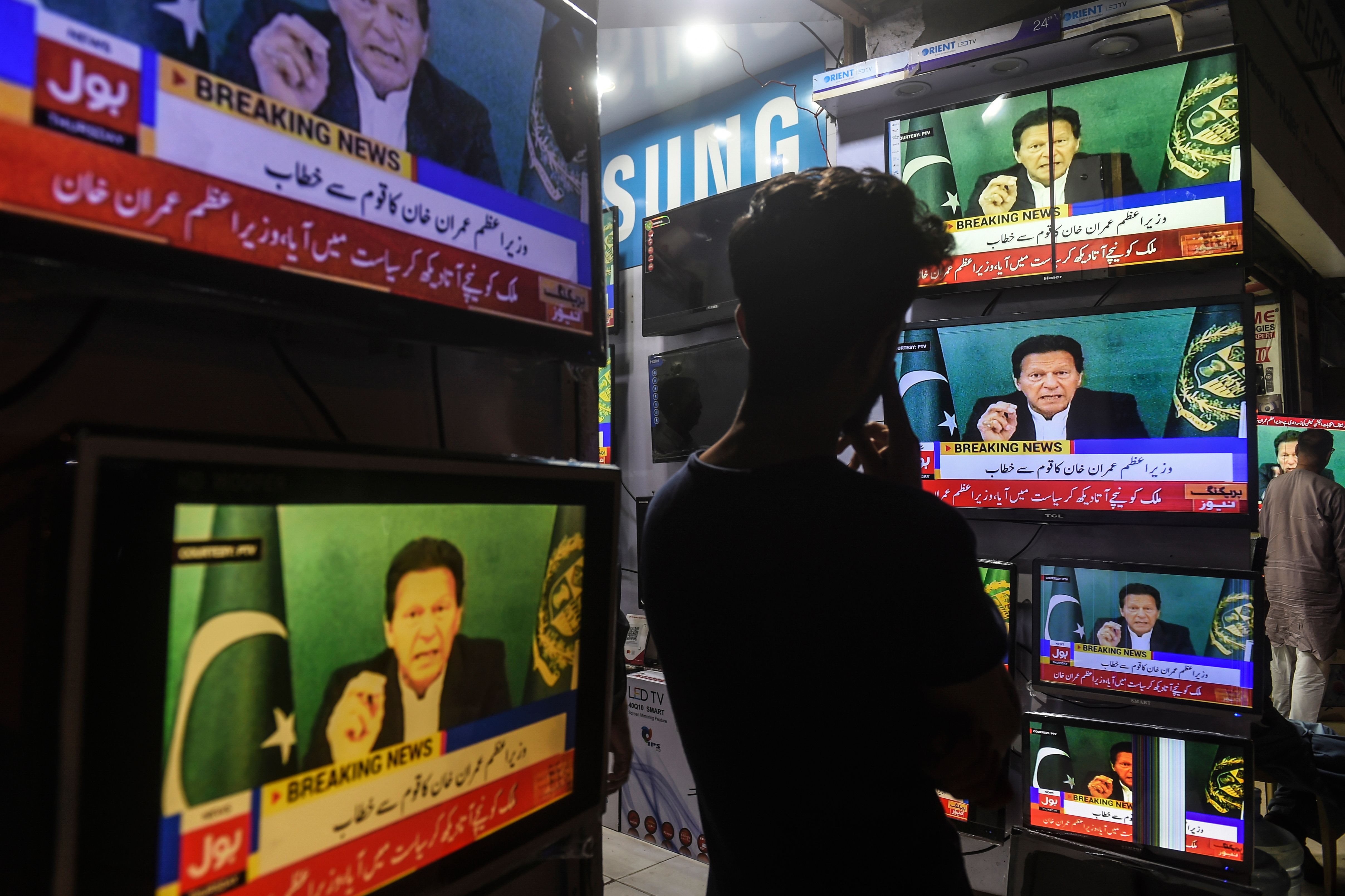 Imran Khan s'adresse à la nation à la télévision le 4 mars.