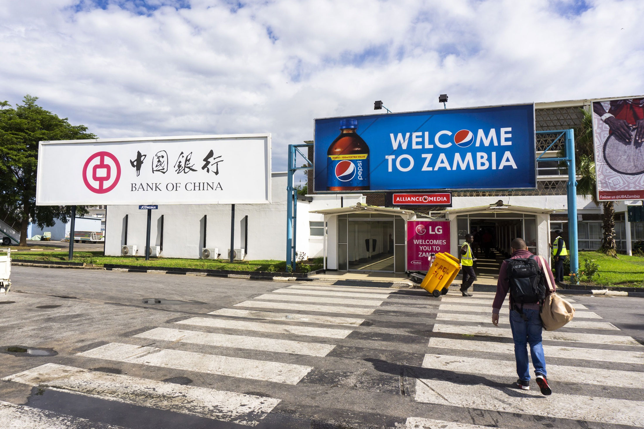 A&nbsp;Bank of China billboard at&nbsp;Kenneth Kaunda International Airport in Lusaka, Zambia.