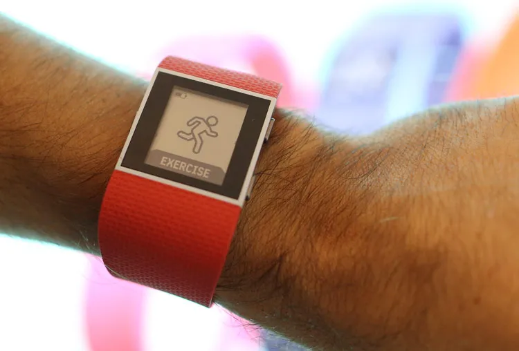 A Fitbit smartwatch.
