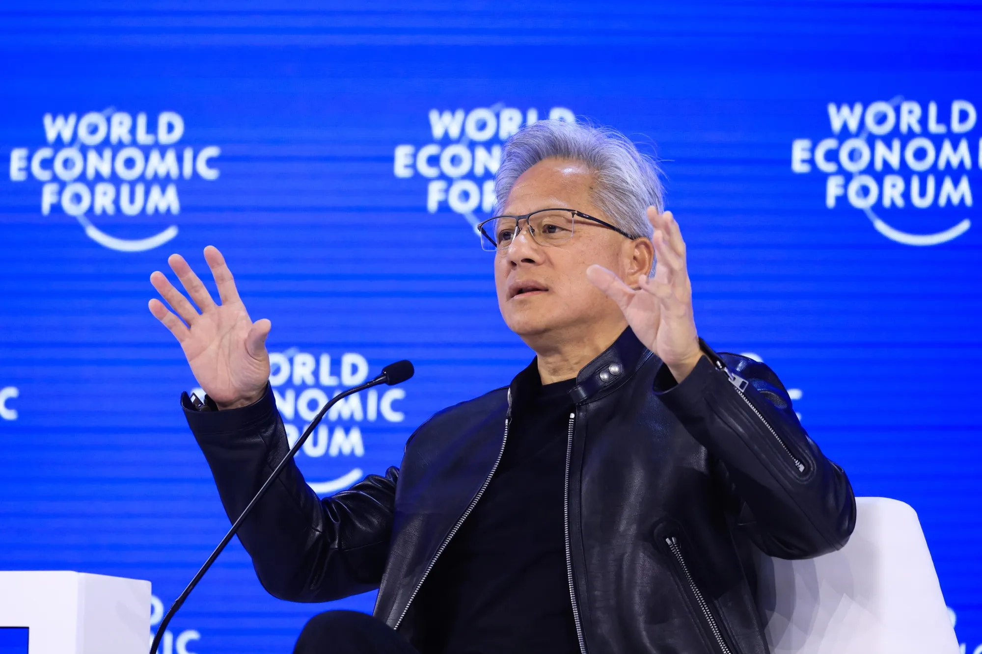 Jensen Huang, chief executive officer of Nvidia Corp., during the World Economic Forum in Davos, Switzerland.