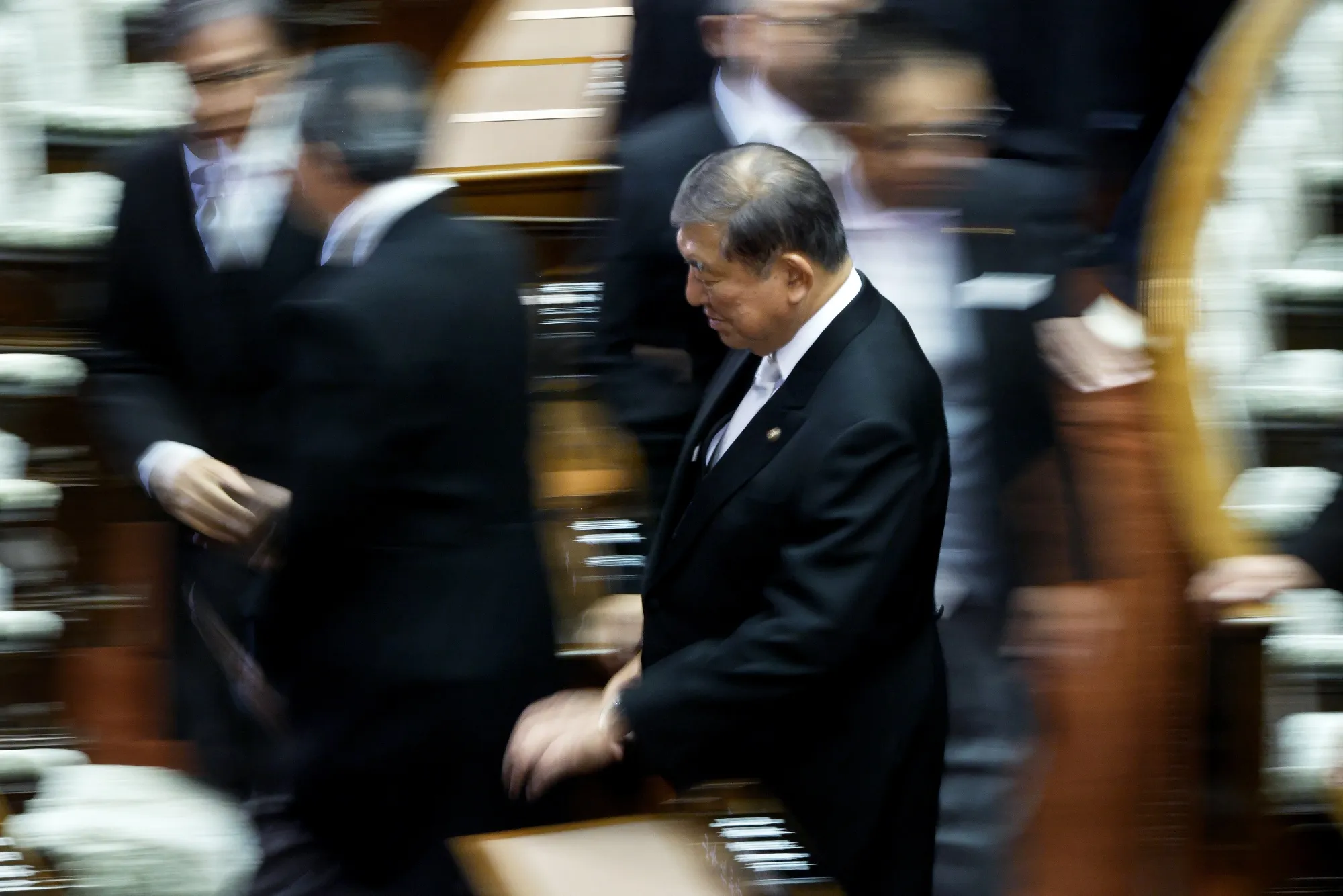 Shigeru Ishiba, Japan's prime minister, departs from the opening of an extraordinary session at the upper house of parliament in Tokyo on Aug. 1.
