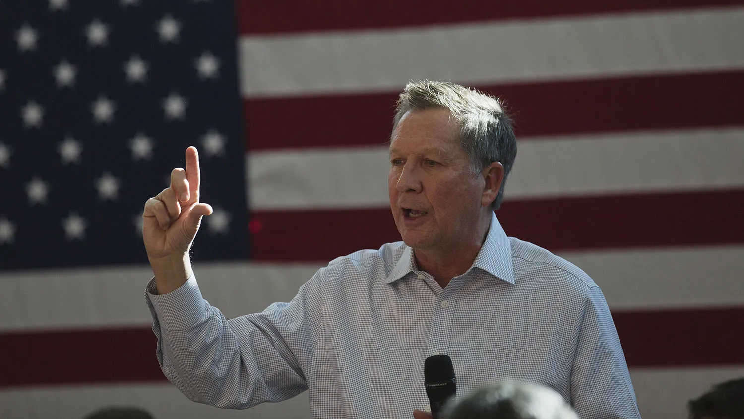 Republican presidential candidate John Kasich speaks during a town hall event in Nashua, New Hampshire, on Feb. 7, 2016.
