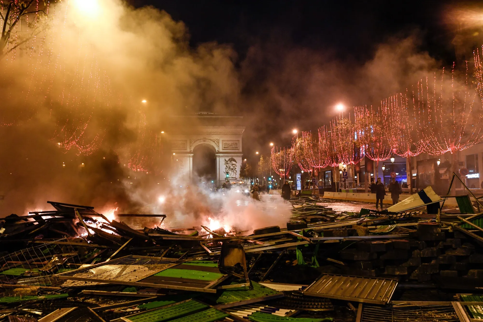 Protest near The Arc de Triomphe on the Champs Elysees in Paris on Nov. 24