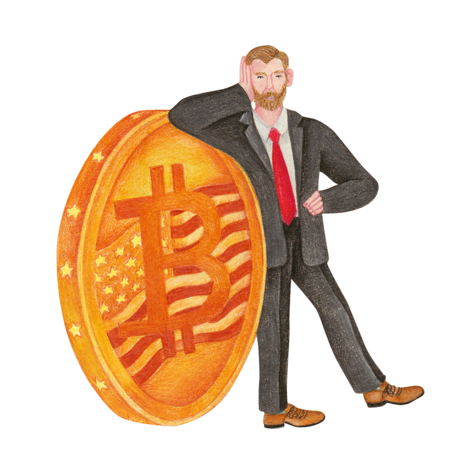 埃里克·特朗普拿着比特币的插图