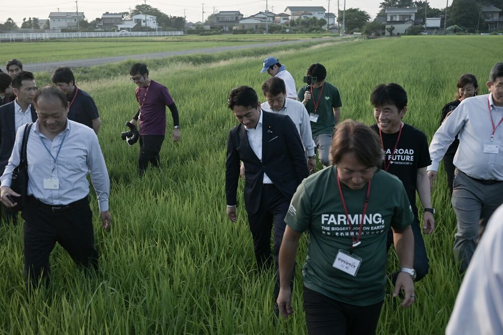 Japan's Agriculture Minister Shinjiro Koizumi Visits Farmers