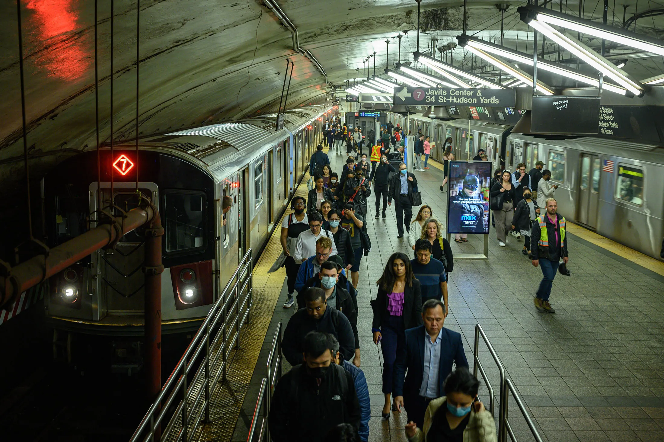 Subway passengers at Grand Central Terminal in New York on May 23.