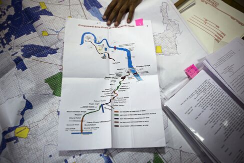 The believed path of the Saraswati and the proposed water harvesting reservoir