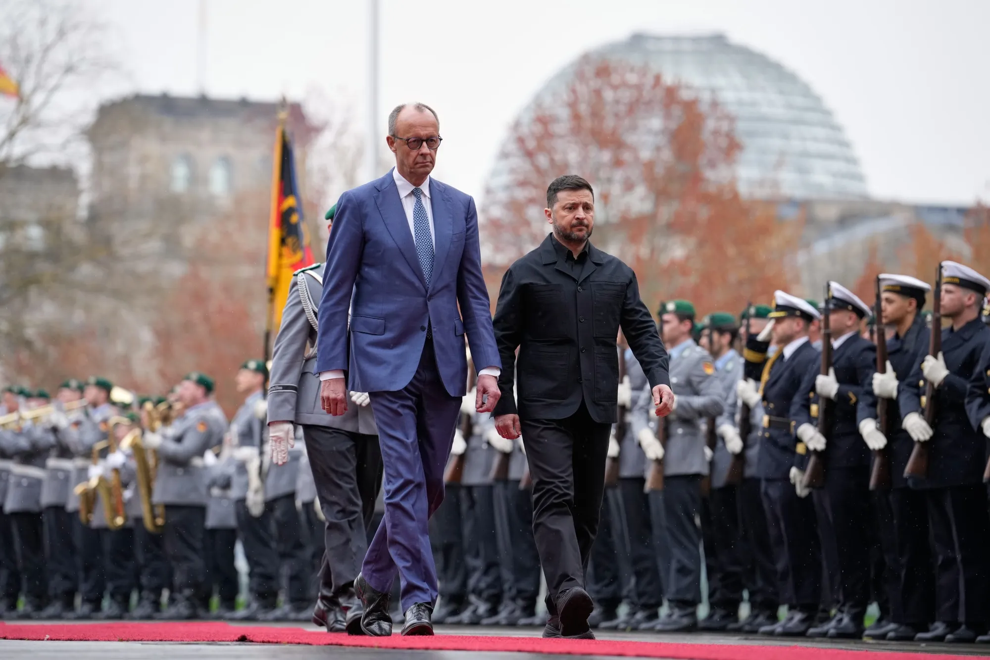 Friedrich Merz and Volodymyr Zelenskiy in Berlin, on April 14.