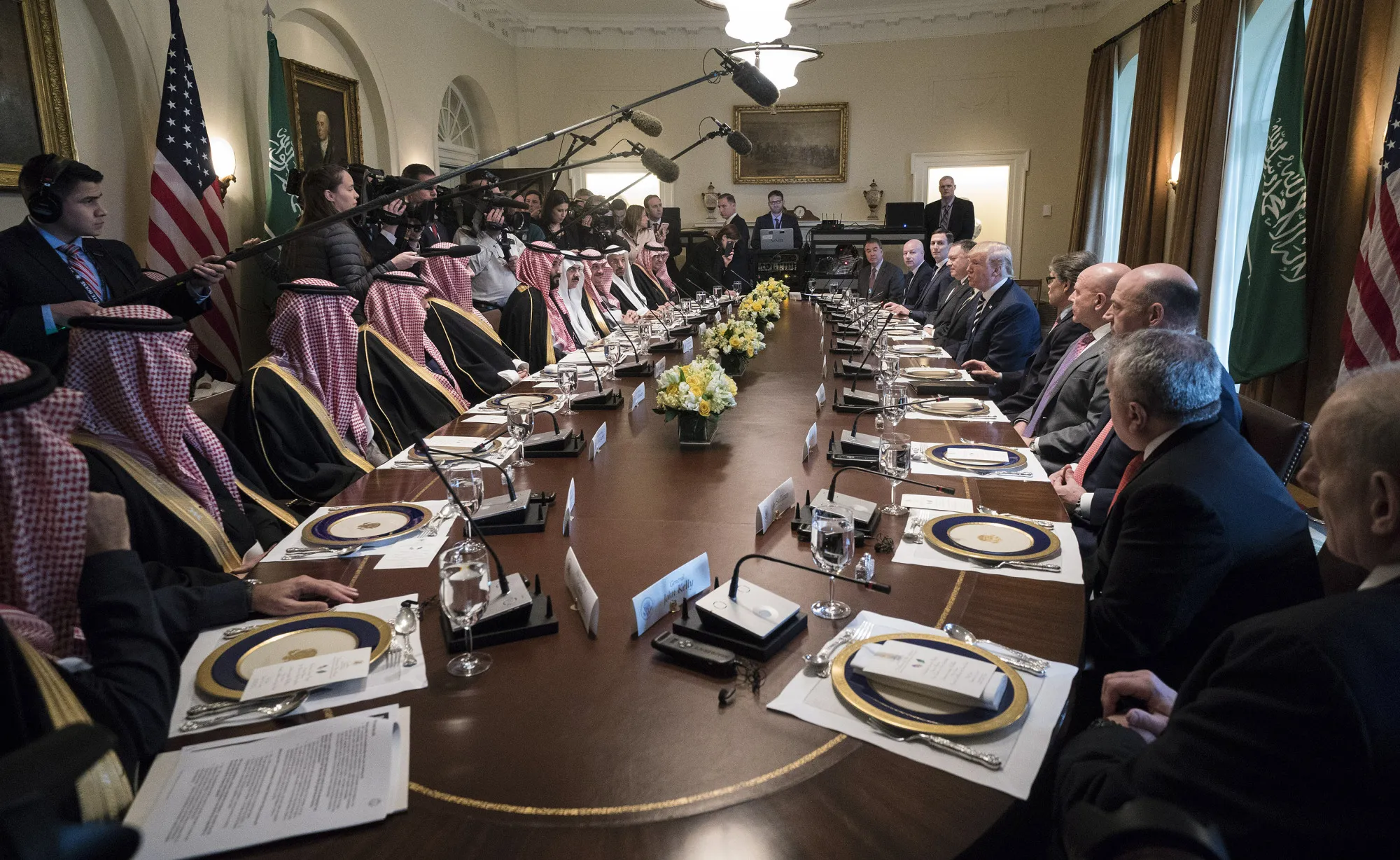 Donald Trump and Mohammed bin Salman during a working lunch in the White House on March 20.