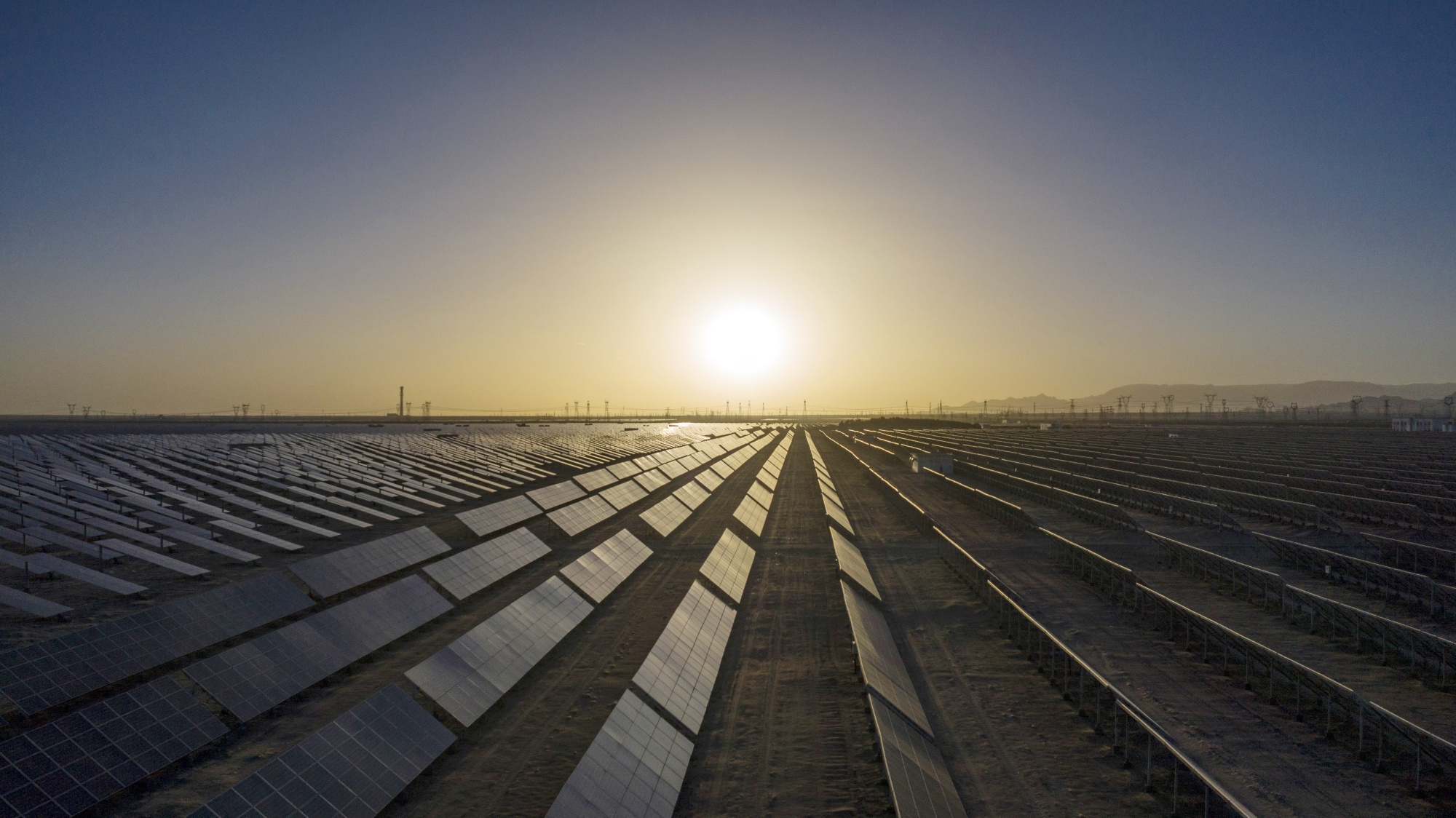 Photovoltaic modules at a solar power plant near Golmud, Qinghai province, China.