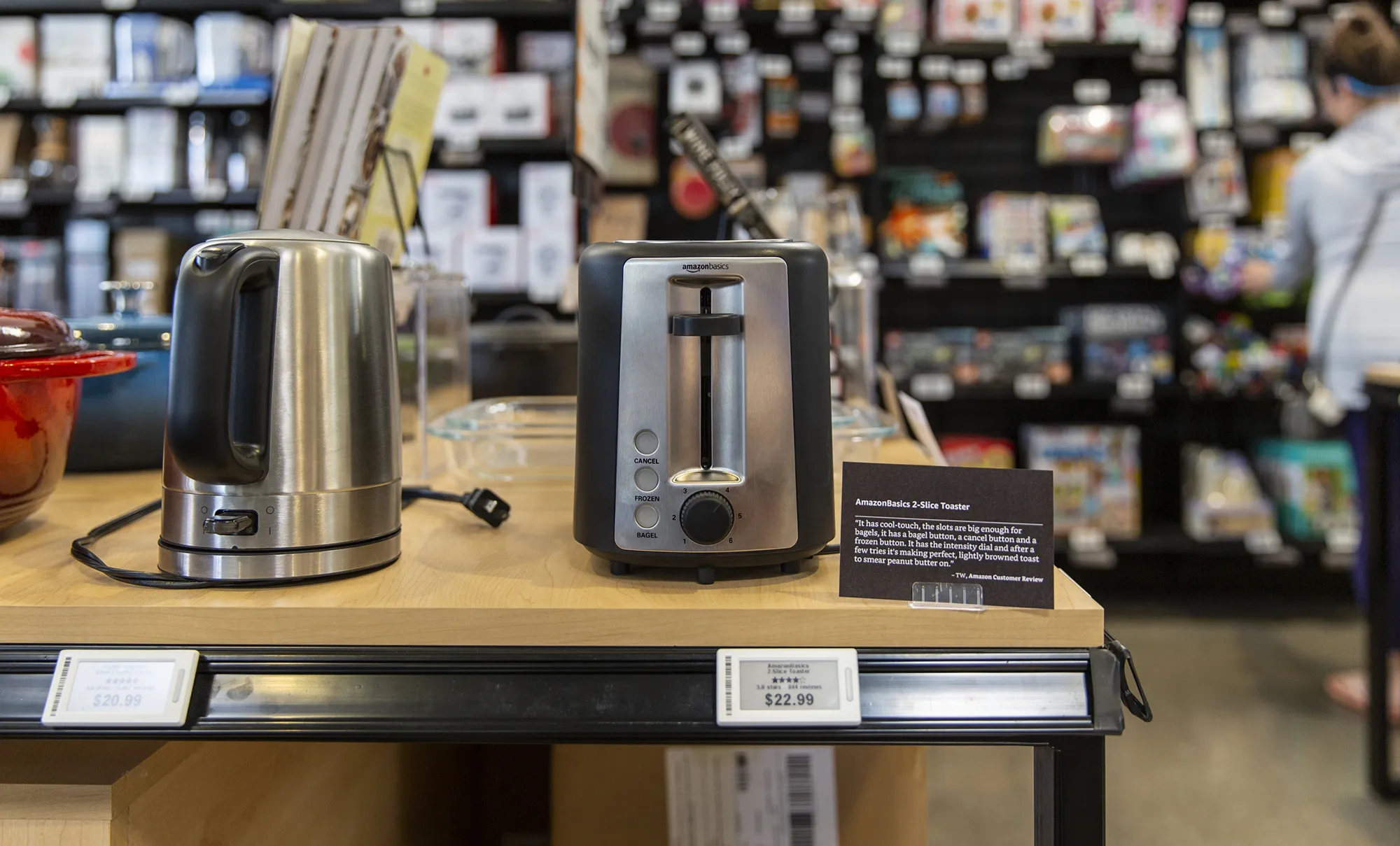 An Amazon Basics toaster&nbsp;on display for sale inside an Amazon.com&nbsp;store in Berkeley, California.