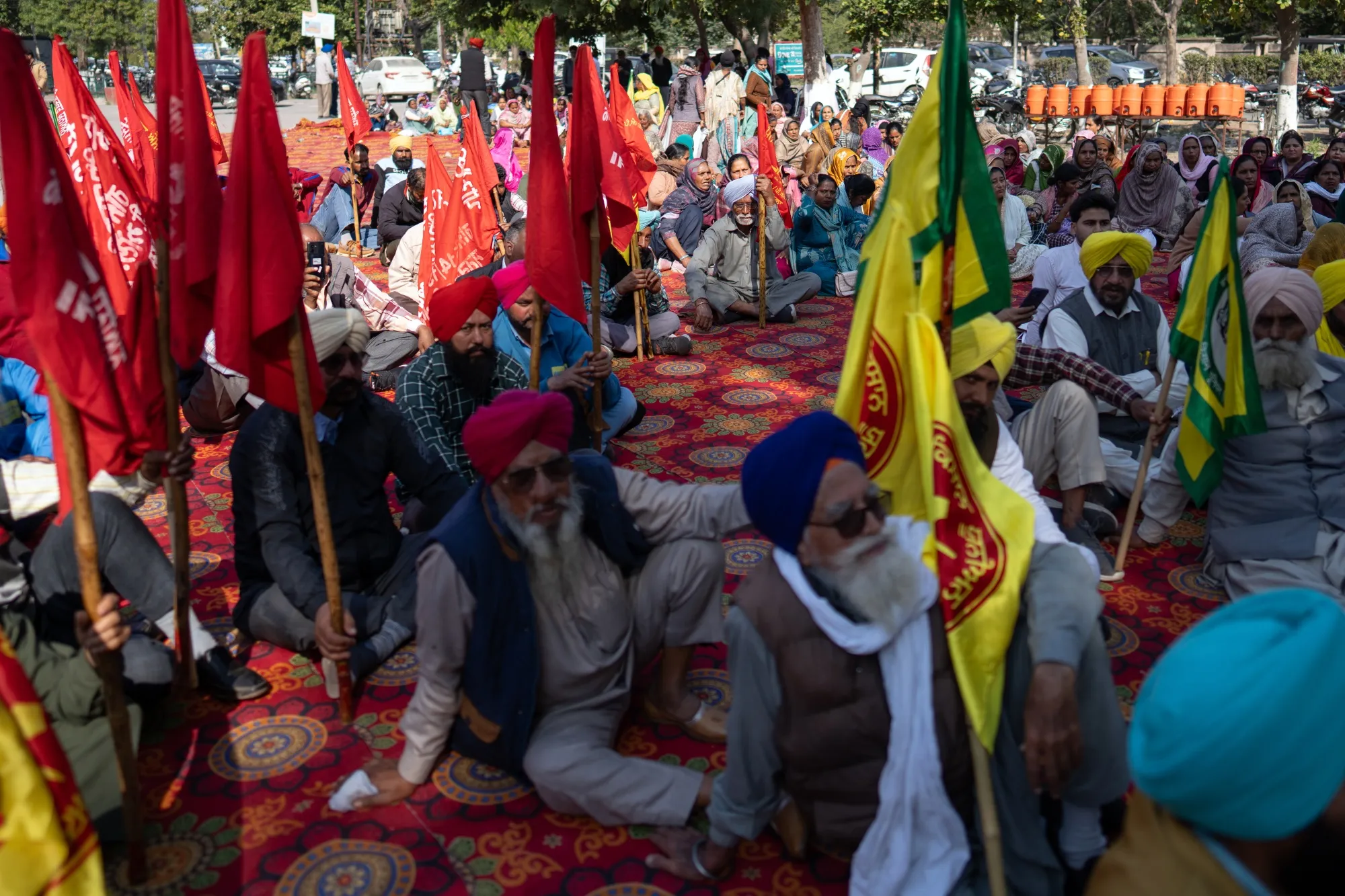 Farmers, rural and industrial workers during a protest in Patiala, Punjab, India, on Feb. 12.