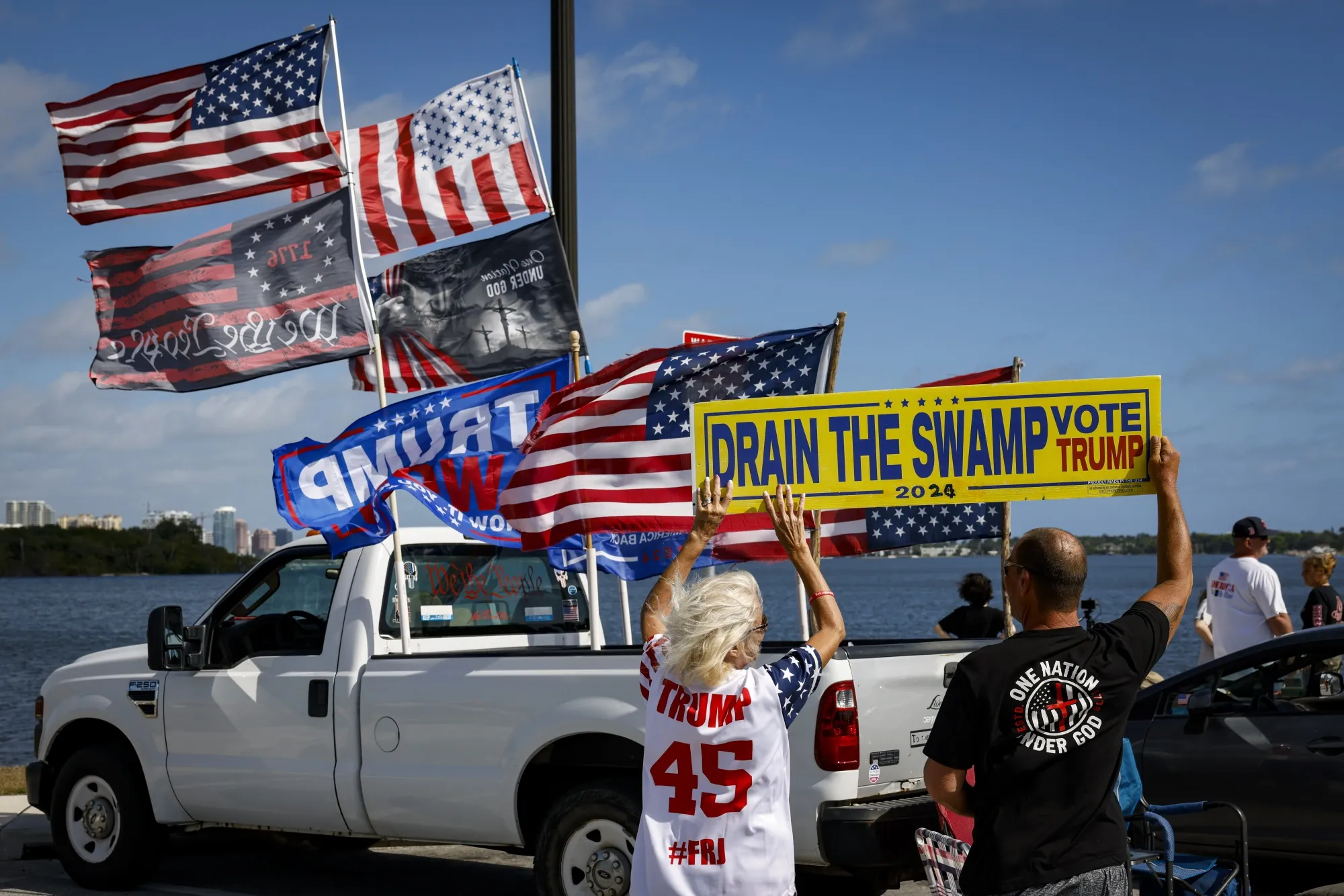 Donald Trump supporters outside Mar-A-Lago in Palm Beach, Florida.