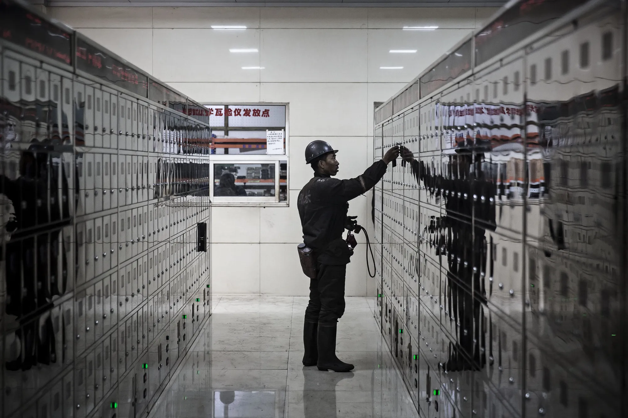 A worker at a coal mine and processing facility in Liulin, Shanxi province, China.