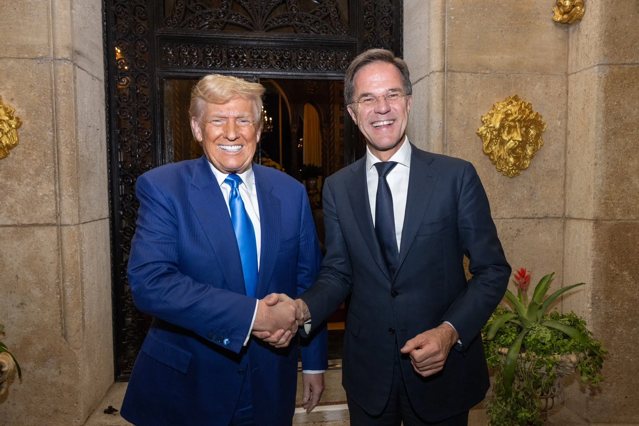 NATO Secretary General Mark Rutte with President-elect Donald Trump in Palm Beach, Florida on Nov. 22.