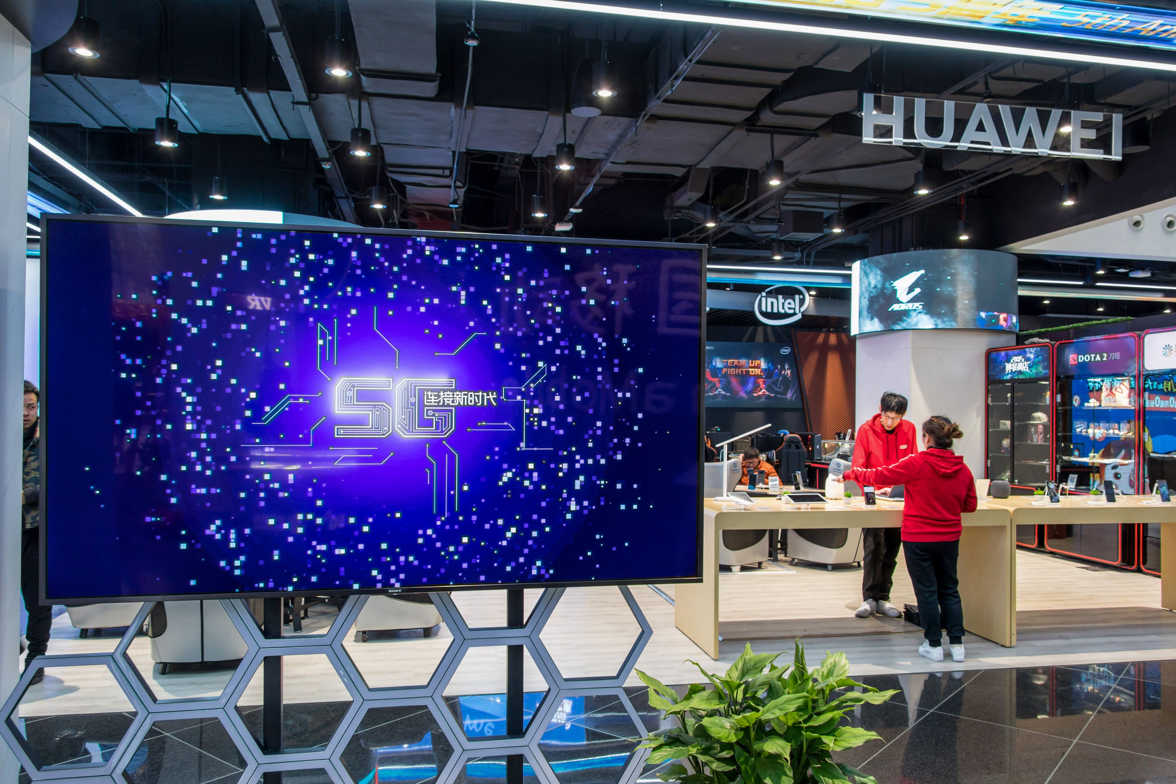 A Huawei booth at a China Mobile 5G experience center in Shanghai in Dec. 2018.