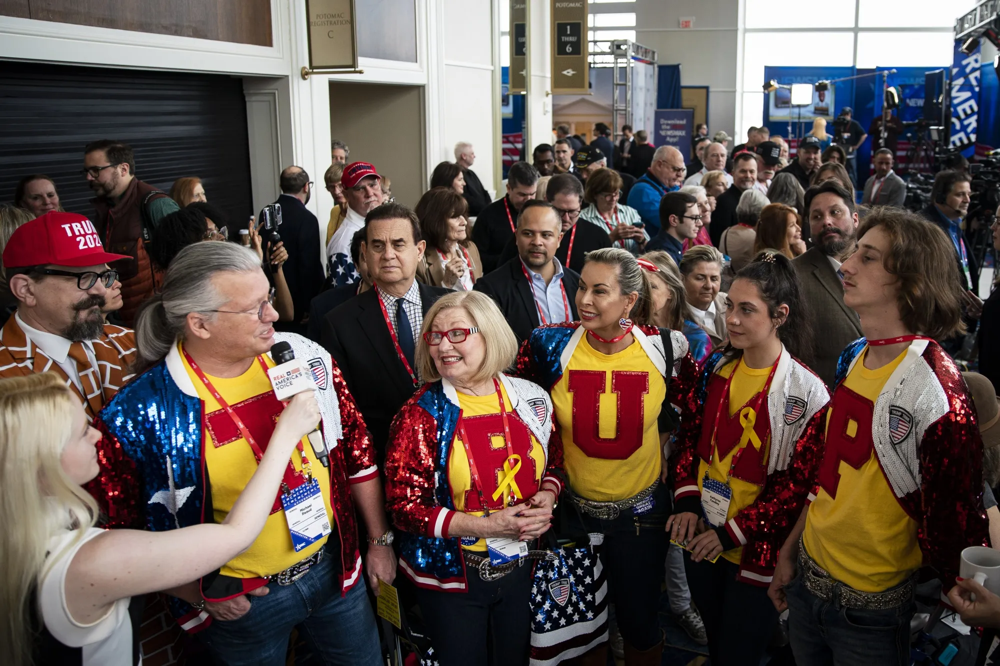 Attendees wear shirts supporting former US President Donald Trump during CPAC in National Harbor, Maryland, on March 2.