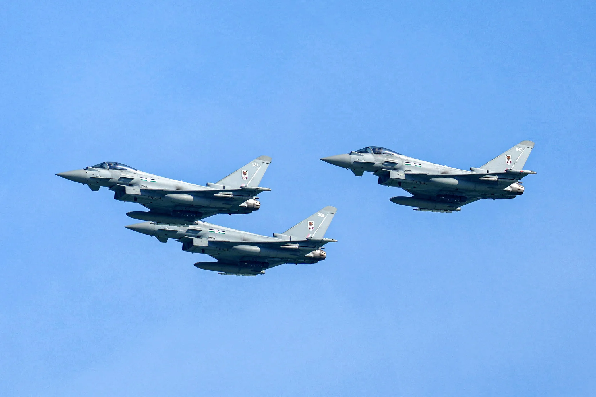 Qatar Emiri Air Force Eurofighter Typhoon fighter jets.