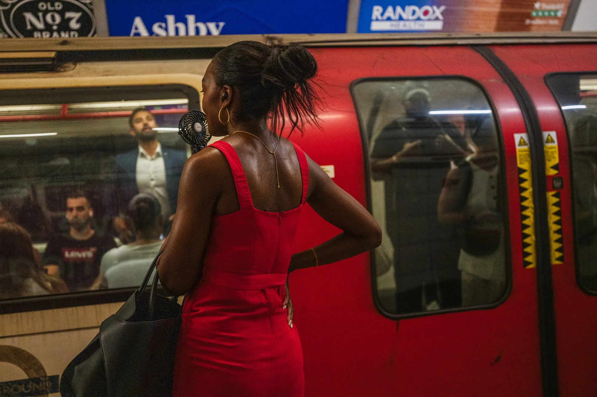 London Underground&nbsp;rush hour during a UK heat wave in July.