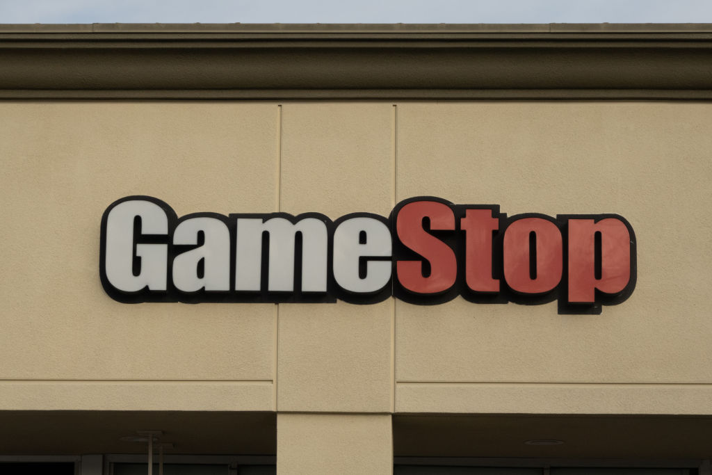 Signage at a GameStop Corp. store in San Diego, California, U.S., on Monday, Jan. 25, 2021.&nbsp;