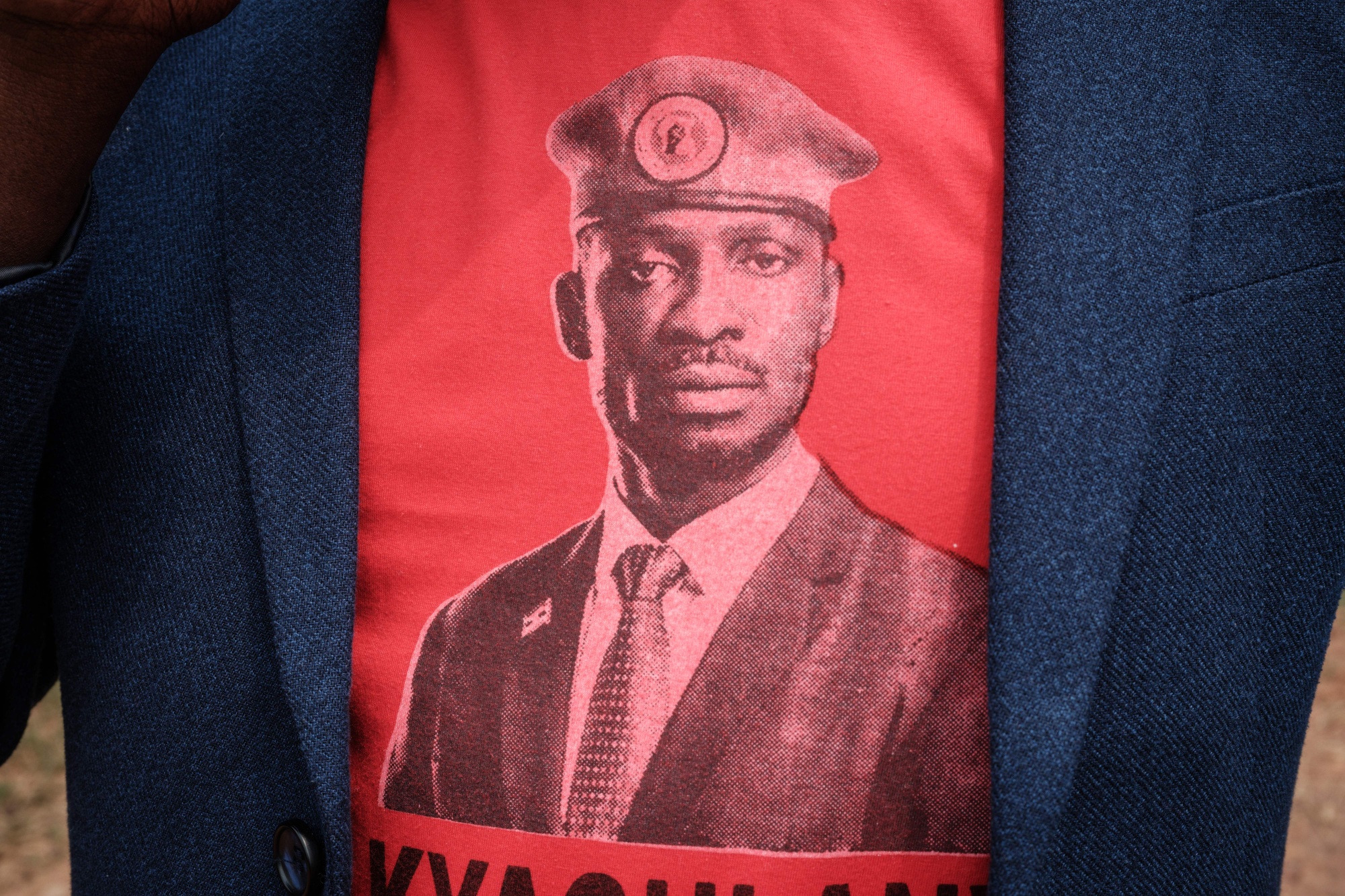 A T-shirt with printed portrait of Uganda’s opposition leader Robert Kyagulanyi, also known as Bobi Wine.