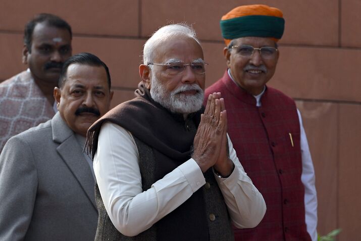 India Prime Minister Narendra Modi News Conference As Parliament Begins Budget Season