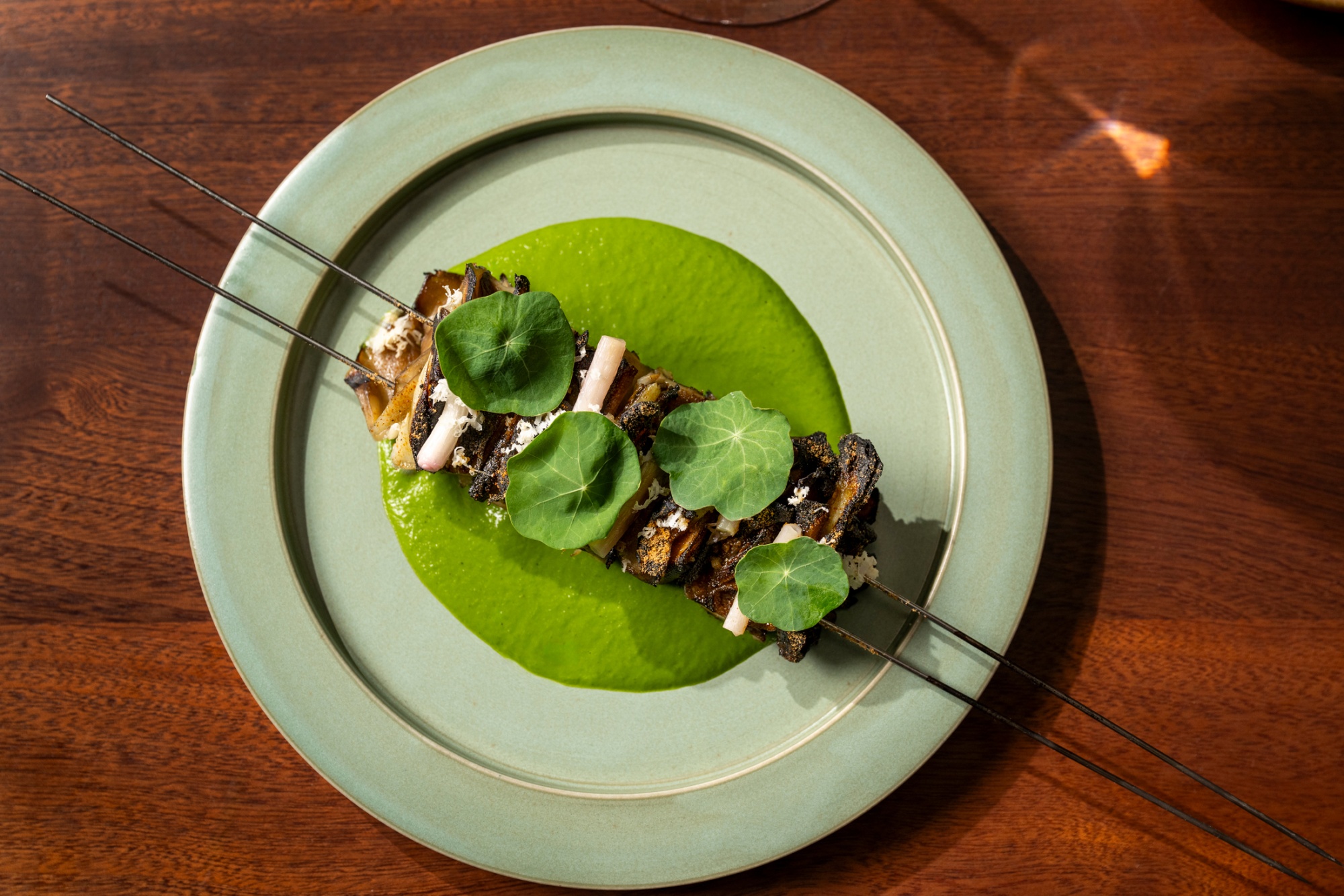 Maitake Skewer Photographer: Evan Sung