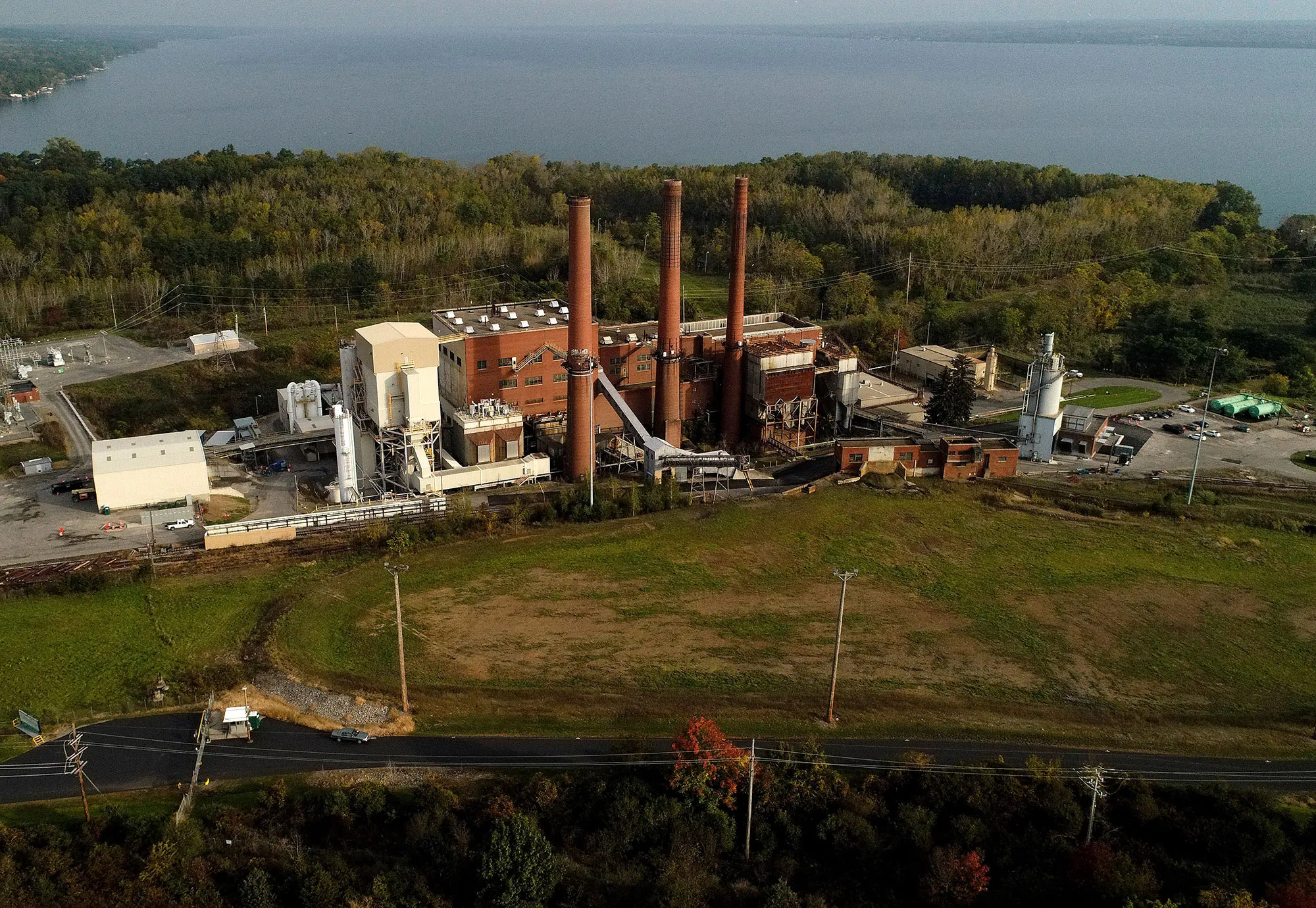 The Greenidge Generation power plant on the banks of Seneca Lake in Dresden, New York.