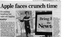 Headline from April 6, 1998, when Apple dropped the Newton