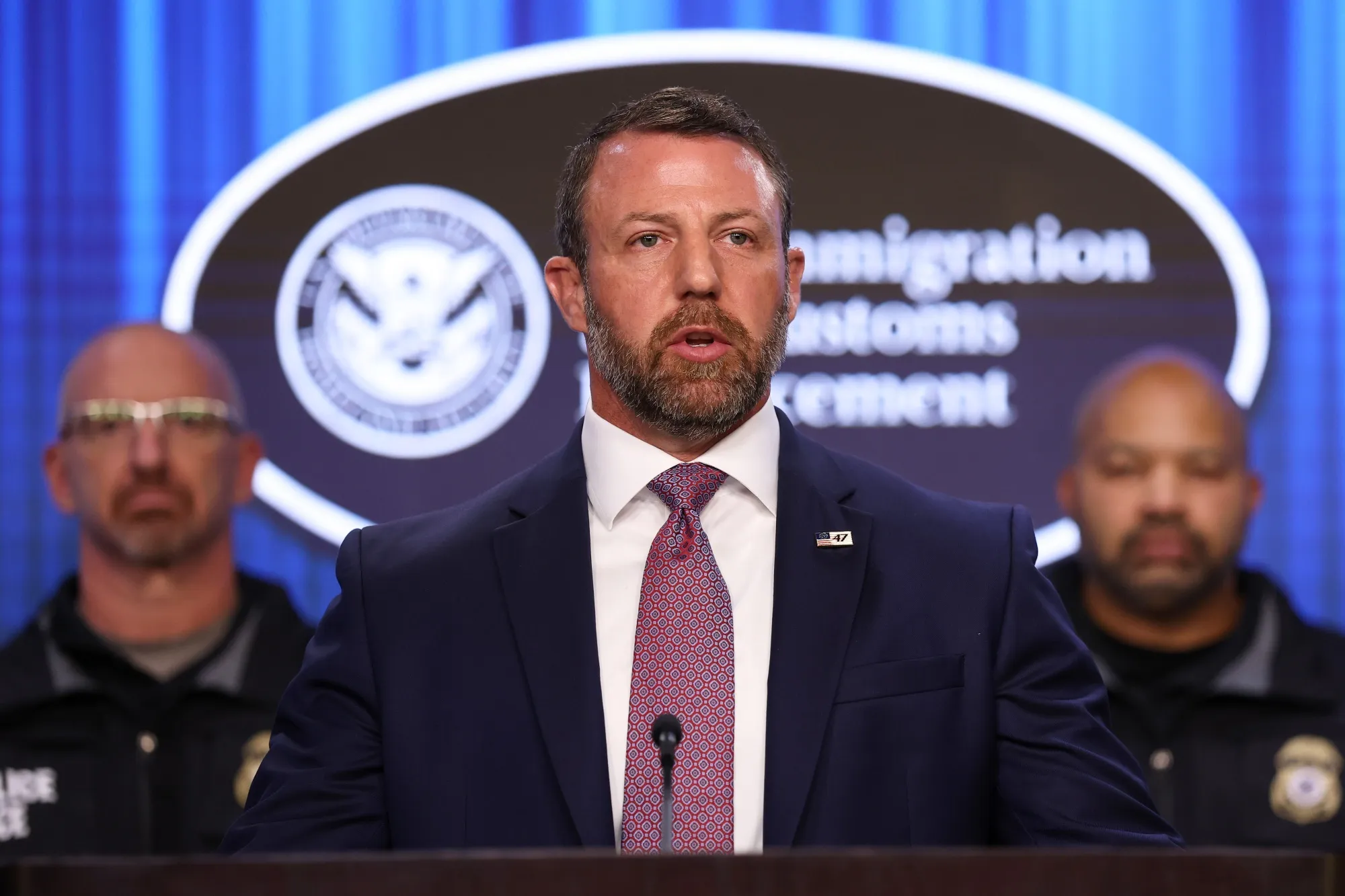 Markwayne Mullin speaks during a press conference.