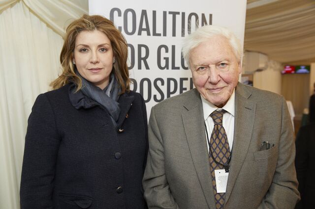 Penny Mordaunt and David Attenborough at an event for The Coalition for Global Prosperity in March 2019.