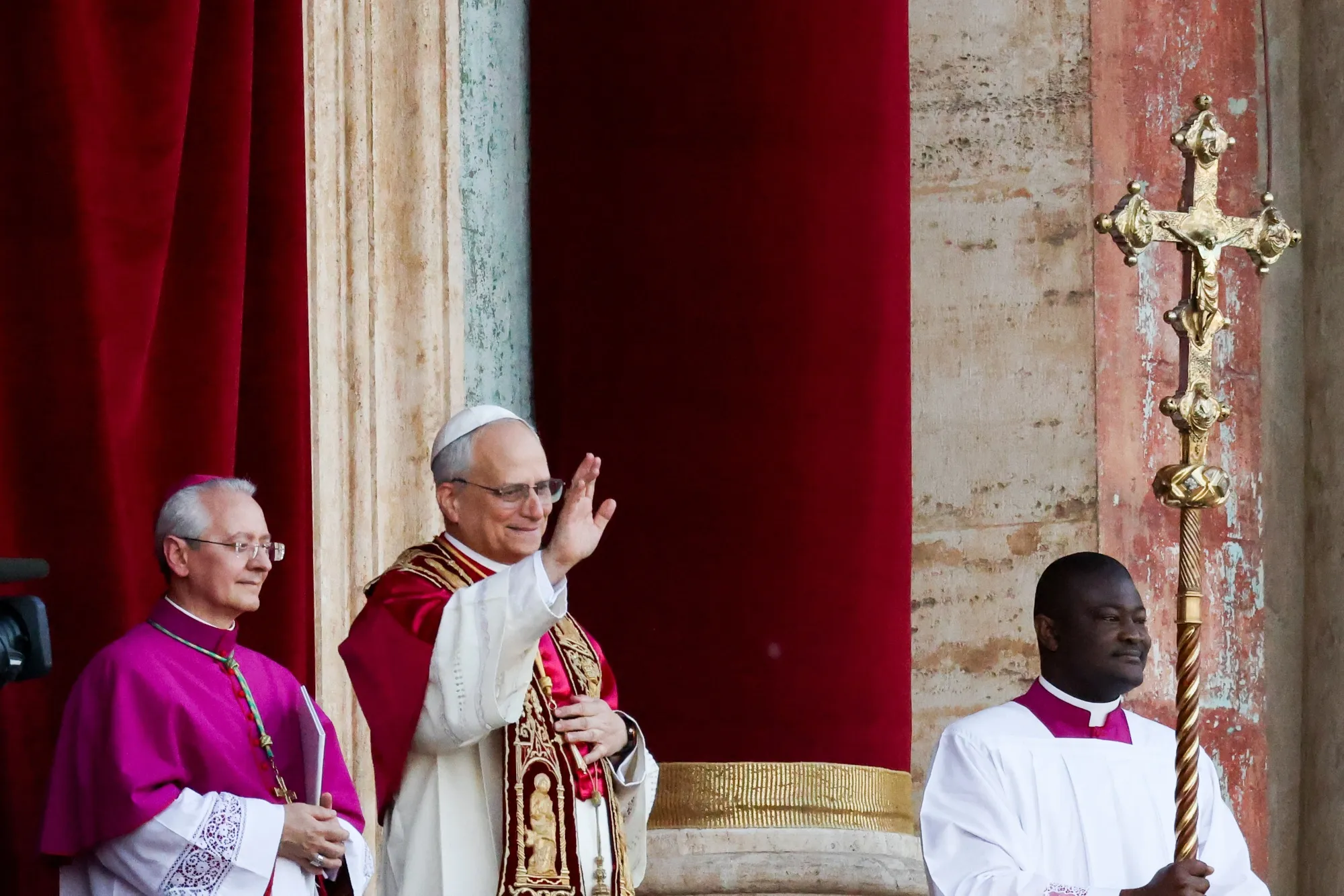 Pope Leo XIV on the balcony of St. Peter’s Basilica, after becoming the first American pope, in Vatican City, on May 8.