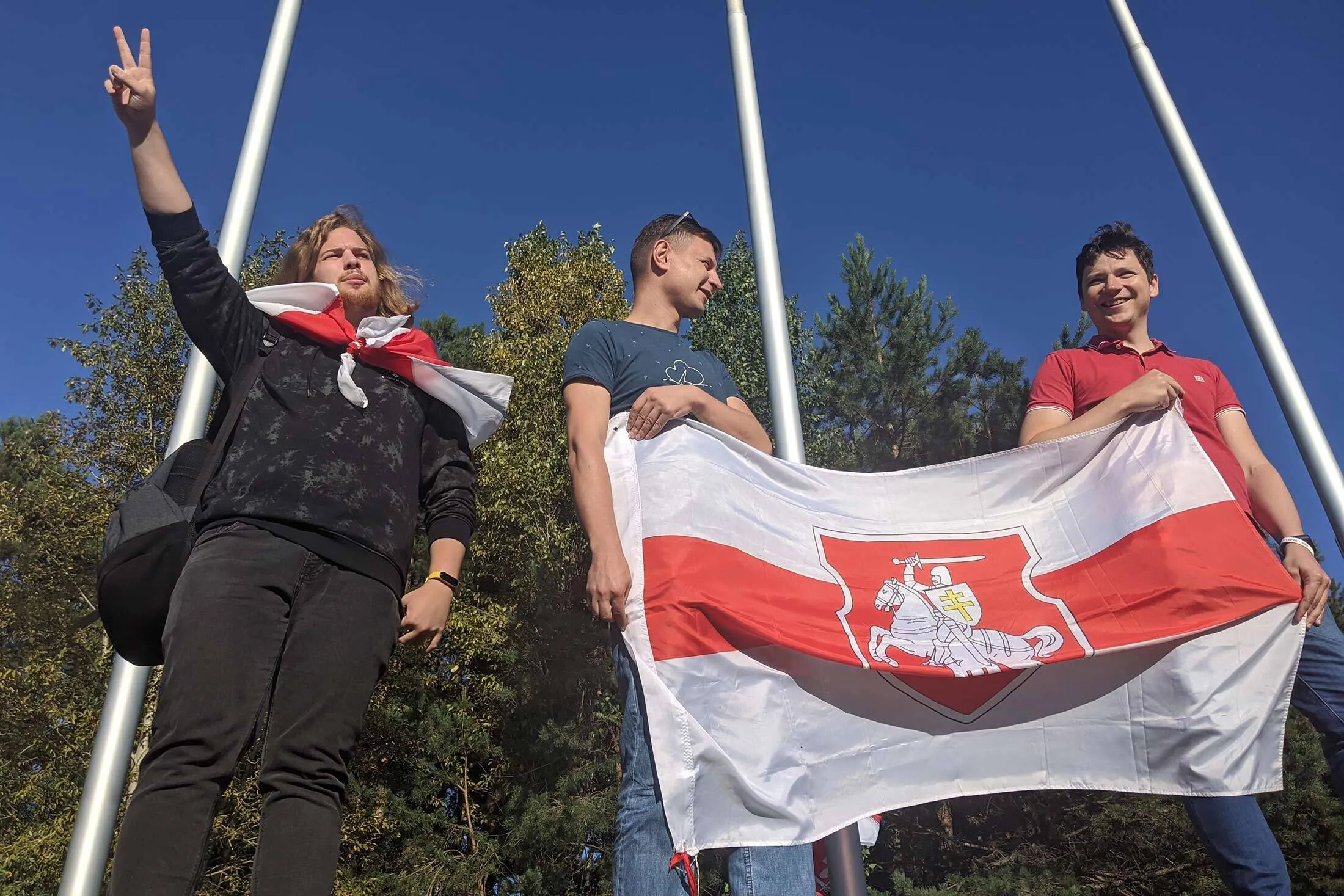 Tech workers protest near Hi-Tech Park in Minsk.