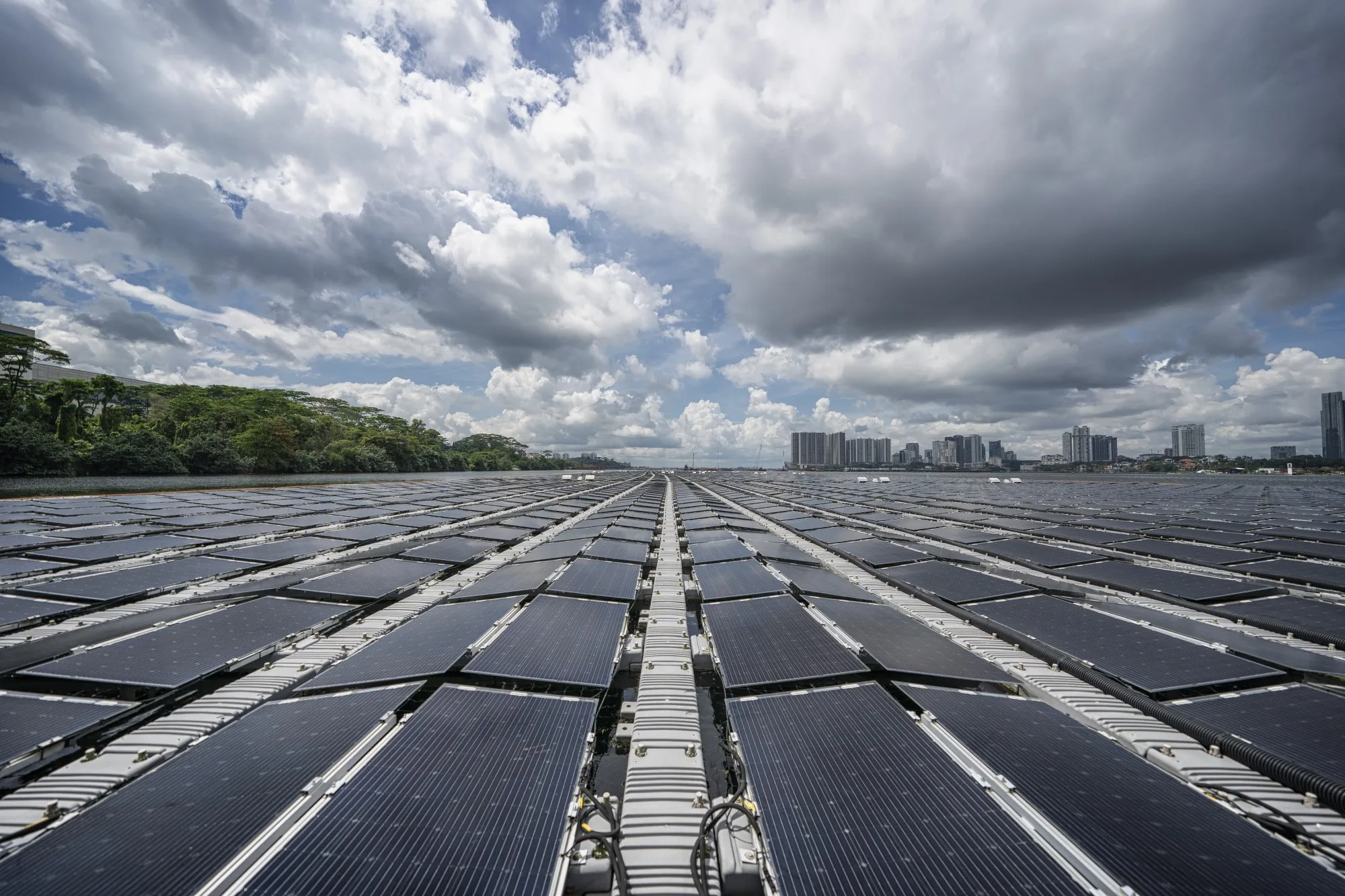 A floating solar photovoltaic power plant in Singapore by EDPR Sunseap Group, a unit of Energias de Portugal.
