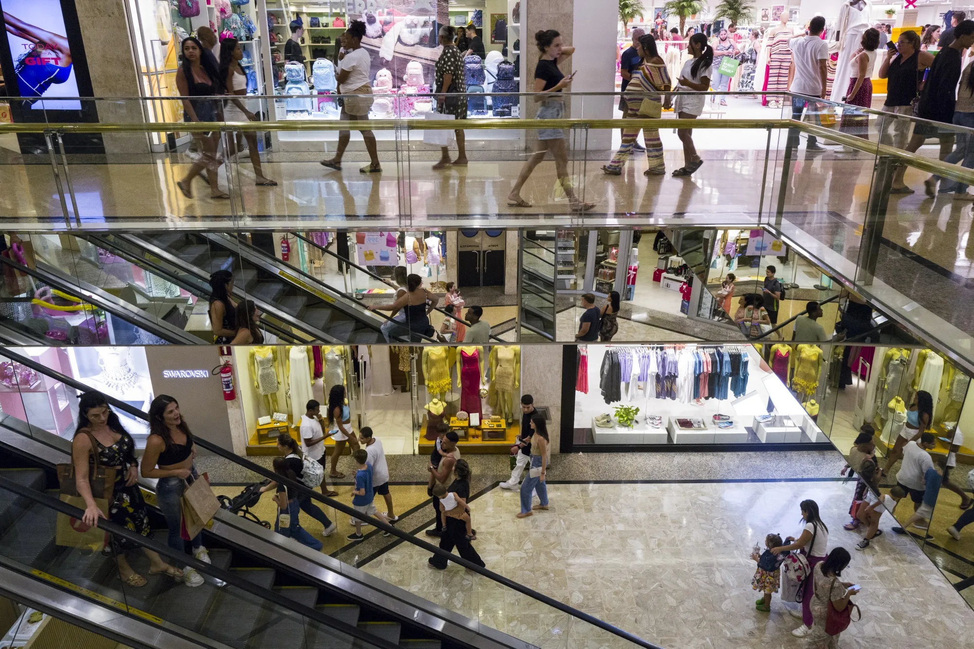 Shoppers at the Barra Shopping mall in Rio de Janeiro.