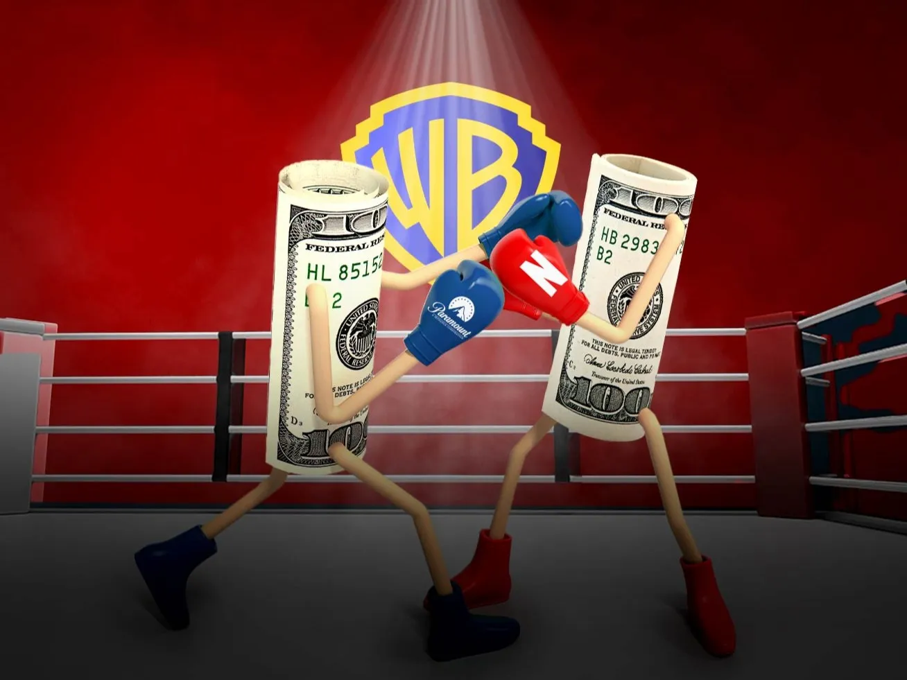 IMAGE_NETFLIX_PARAMOUNT_DOLLAR_BILLS_FIGHTING_OVER_WBD